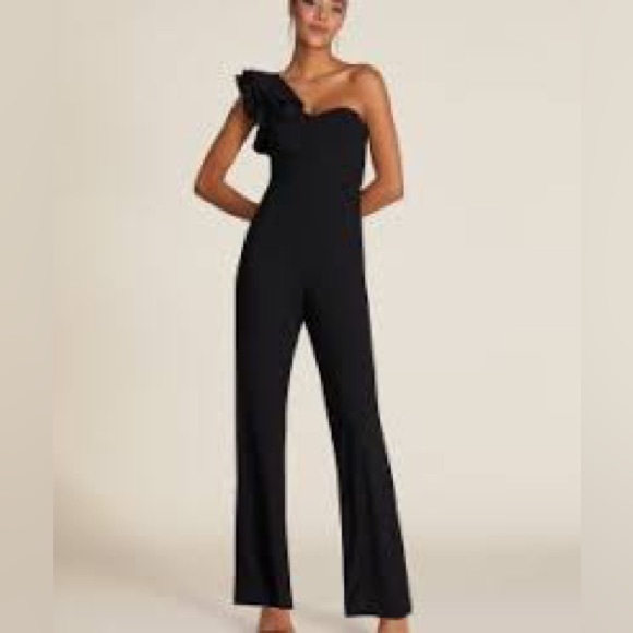 LE CHATEAU Wide Leg Bustier Jumpsuit With One-Shoulder Ruffle - Picture 2 of 14